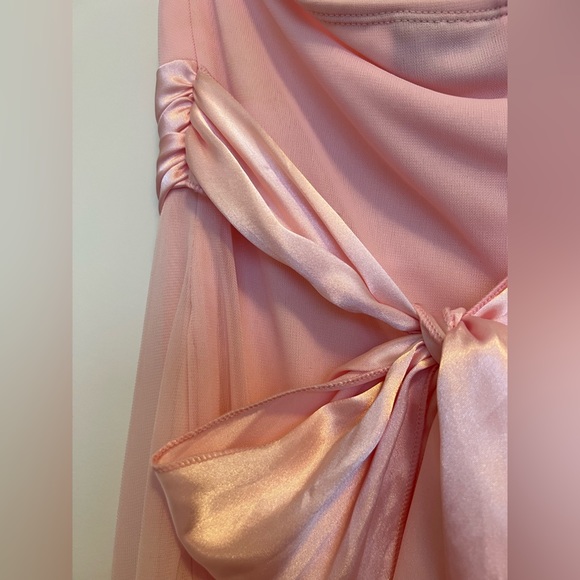 Vintage Knee Length Satin/Chiffon Light Pink Formal Dress - Picture 9 of 16